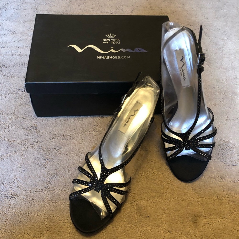 Nina Black Strappy Heels